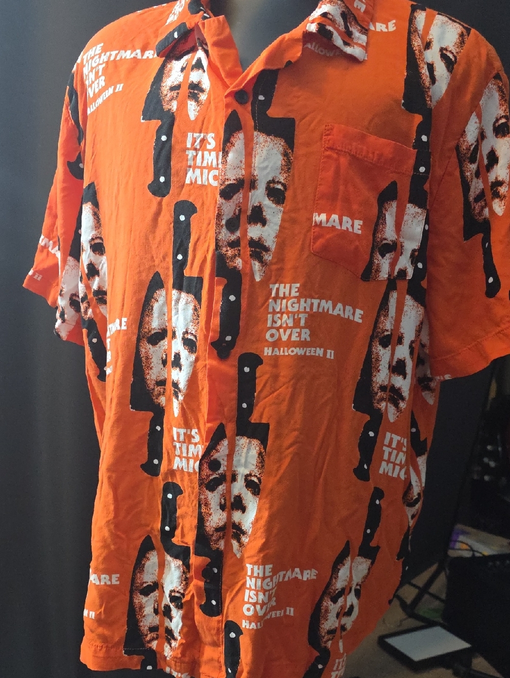 Halloween 2 Michael Meyers Button Hawaian Shirt 3xl